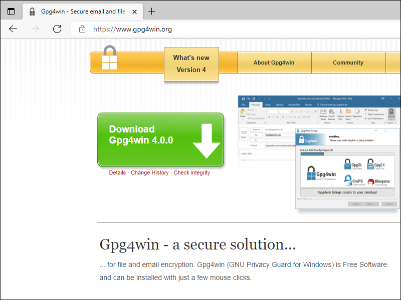 Download Gpg4win from gpg4win.org
