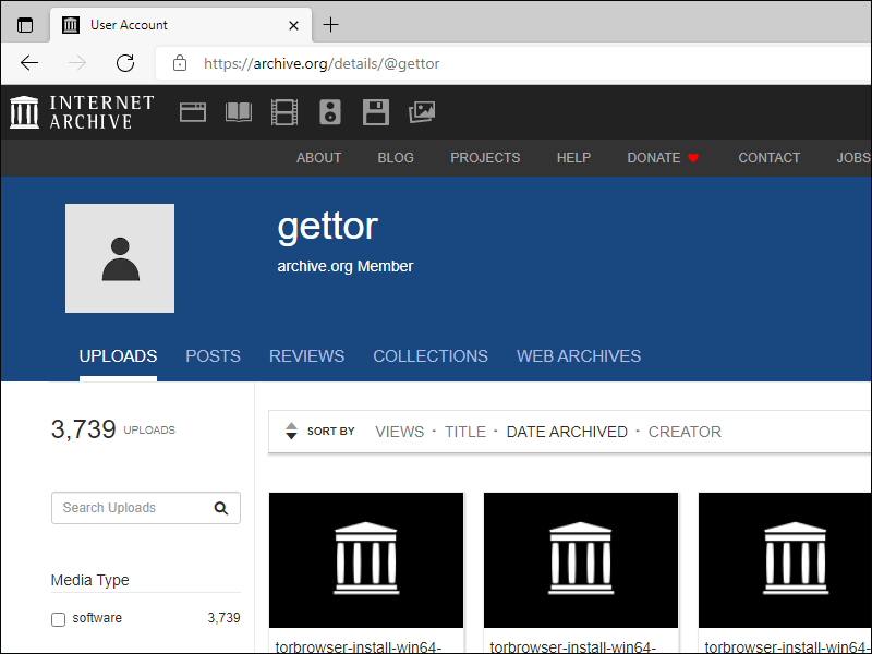 Gettor page at the Internet Archive