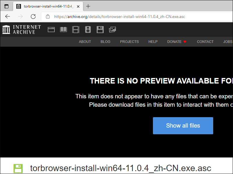 Download Tor Browser signature file from Internet Archive