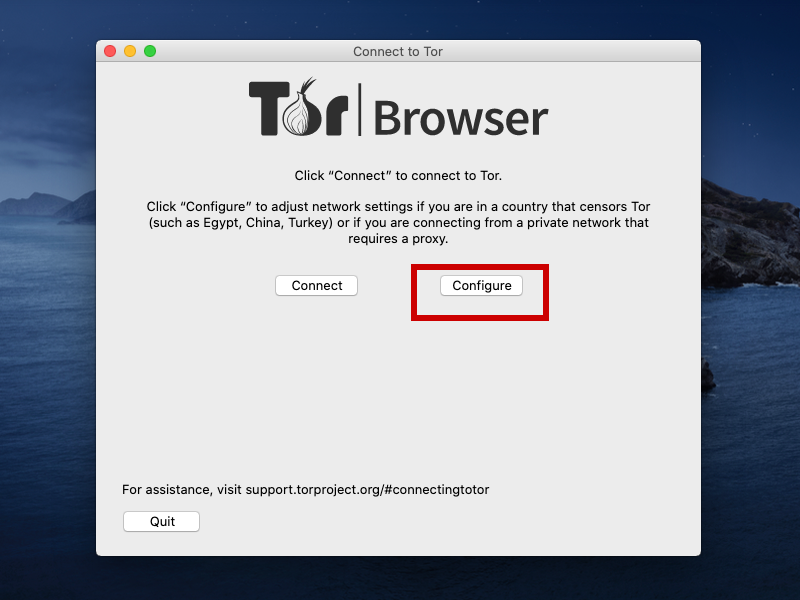 Configure Tor Browser for macOS