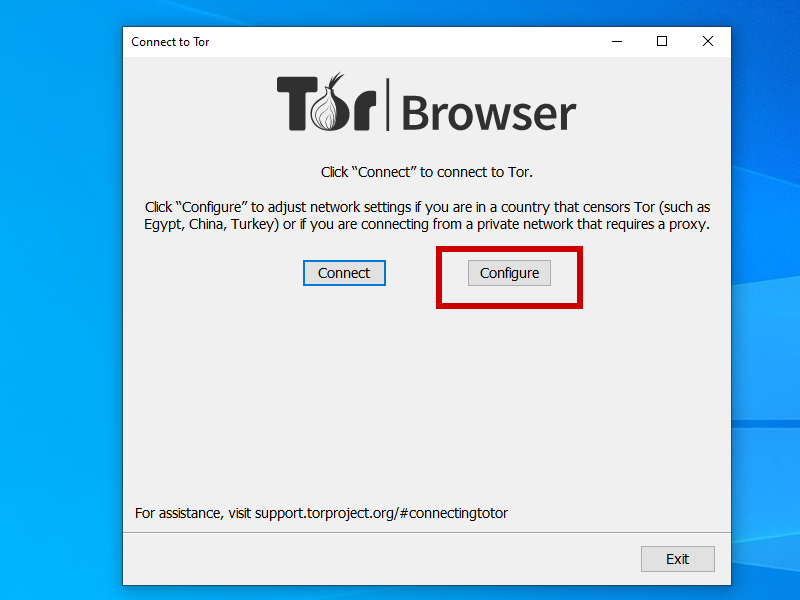 Configure Tor Browser for Windows