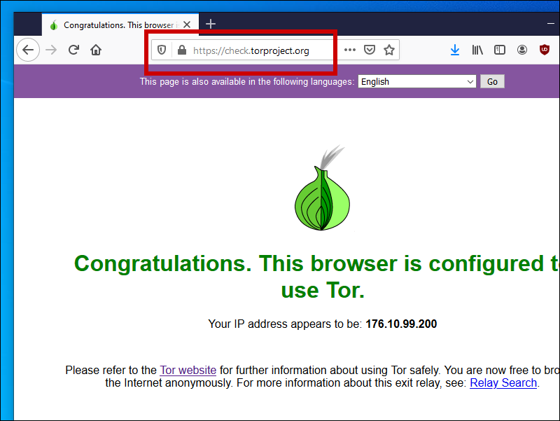 Congratulations this browser is configured to use Tor